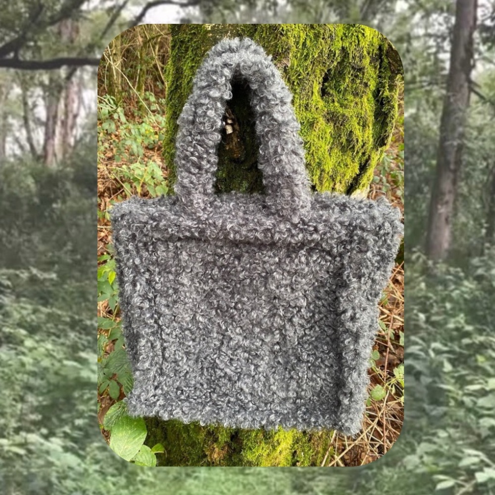🎉Jayley Super Soft Charcoal Teddy Tote Handbag